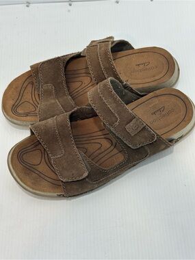 Clarks Men's Size 10 Crestview Easy Flat Sandals Brown Suede